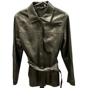 Vintage Preston & York lamb skin black leather jacket size S